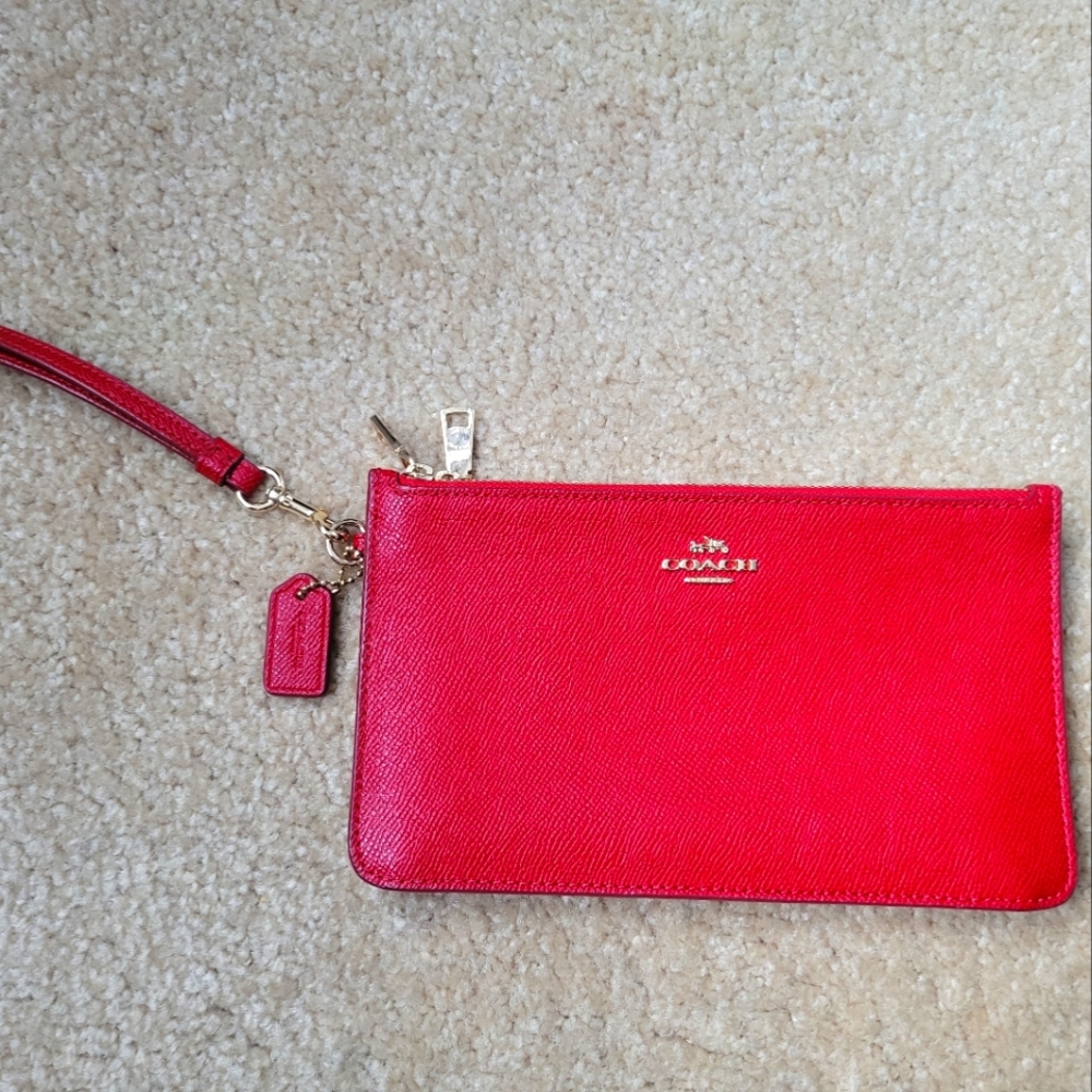 Coach red leather clutch/wristlet